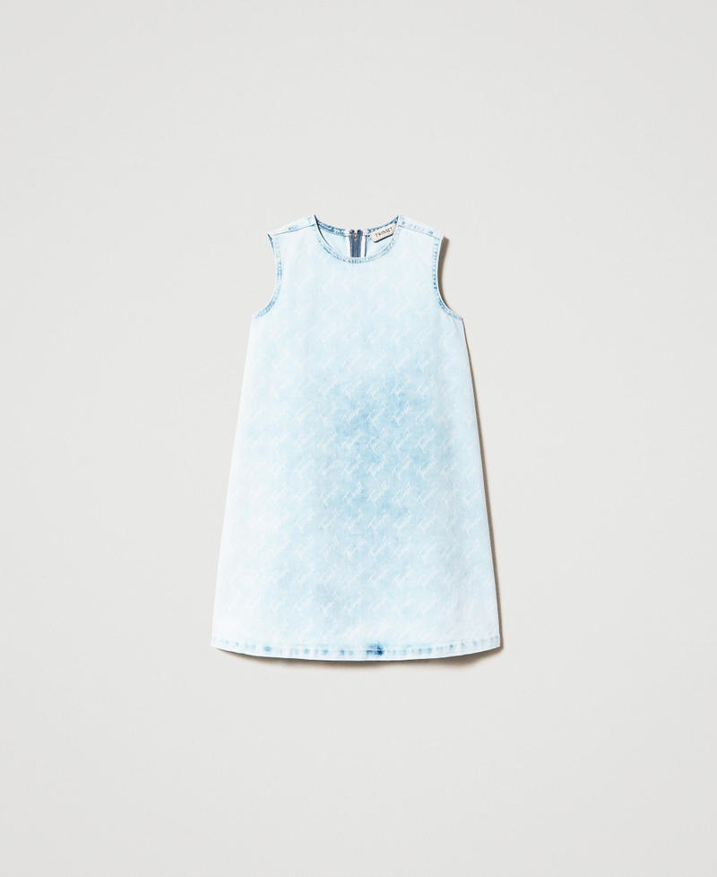 Short denim dress with logo print Light Blue Denim Logo print Girl 231GJ2100-0S