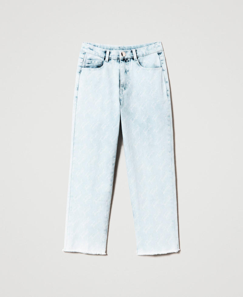 Five-pocket jeans with logo print Light Blue Denim Logo print Girl 231GJ2103-0S