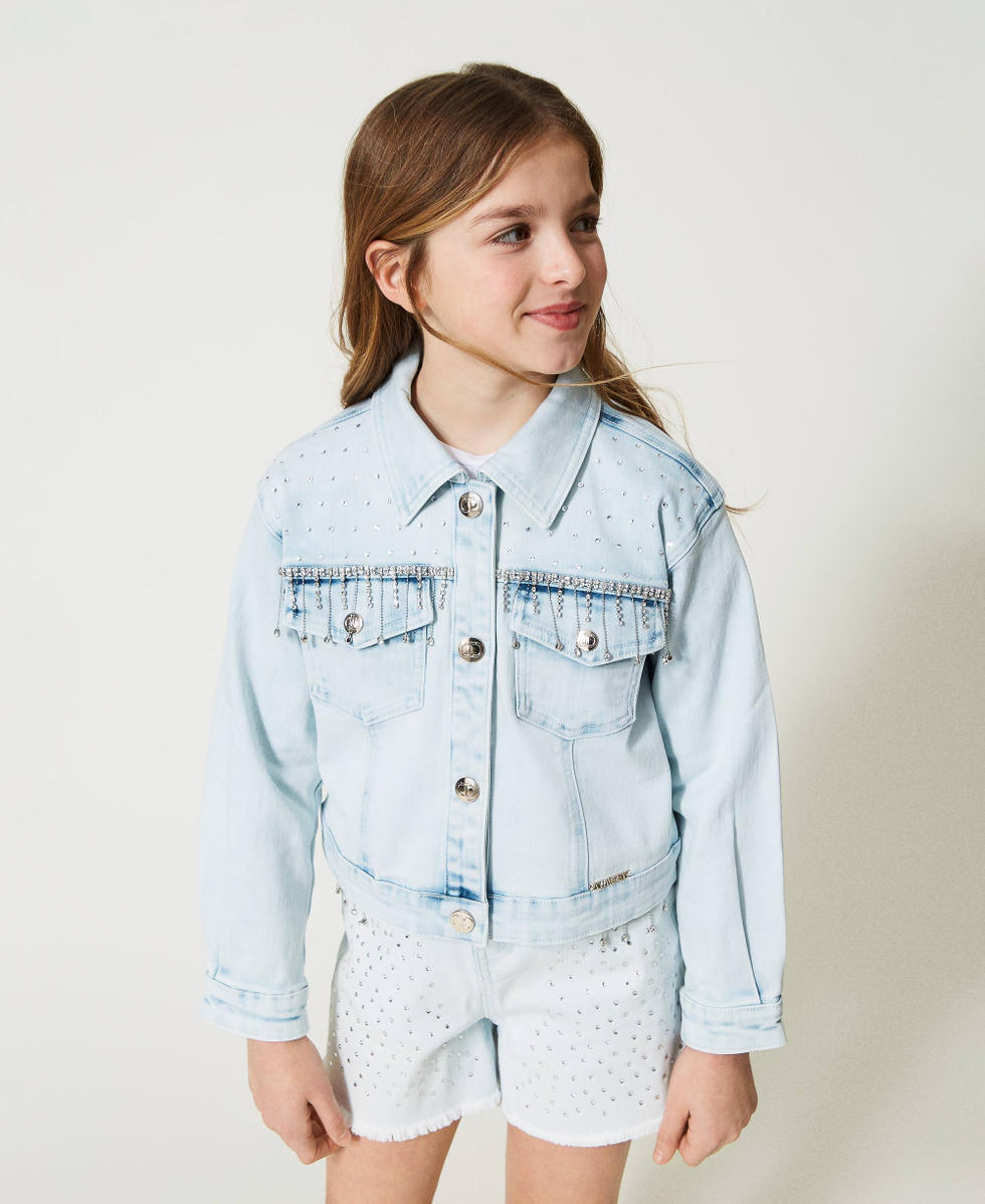 Blue jean hotsell jacket with rhinestones