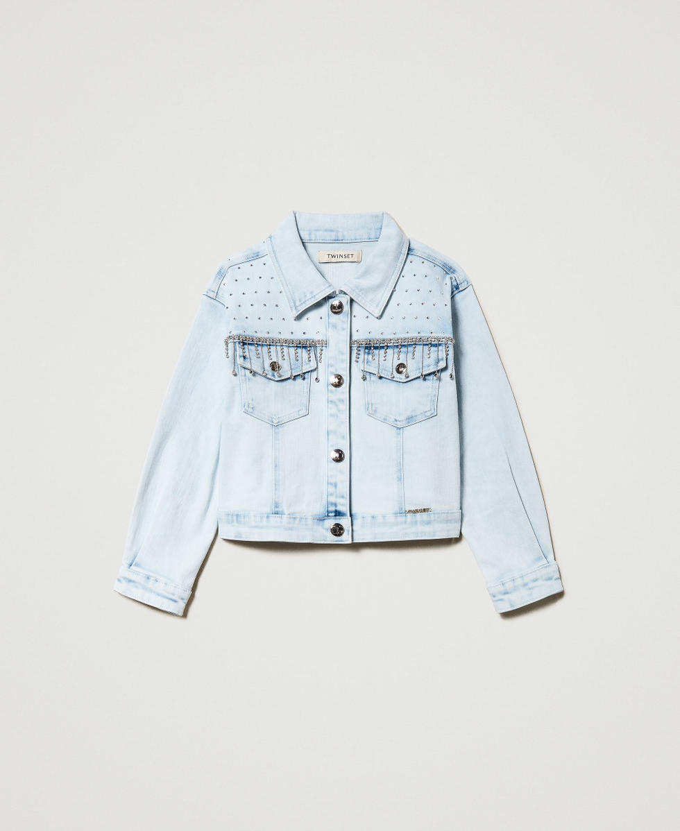 Denim jacket with rhinestones