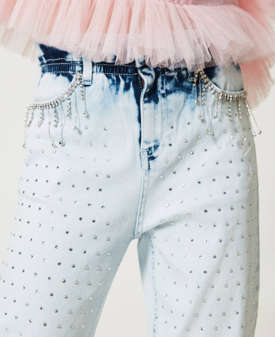 Vaqueros de talle alto paperbag de strass