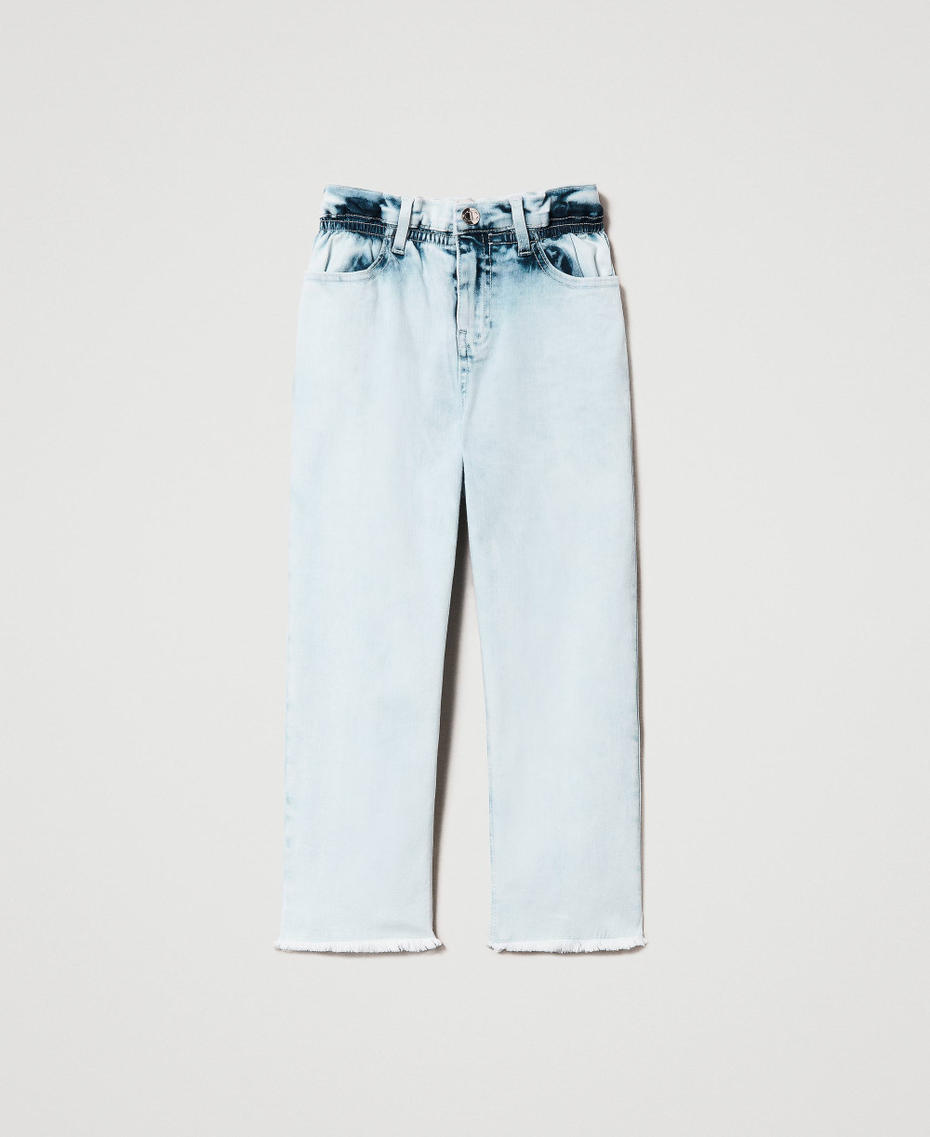 Paper-Bag-Jeans mit Gummizug in der hohen Taille „Bleach“-Denim Mädchen 231GJ210D-0S