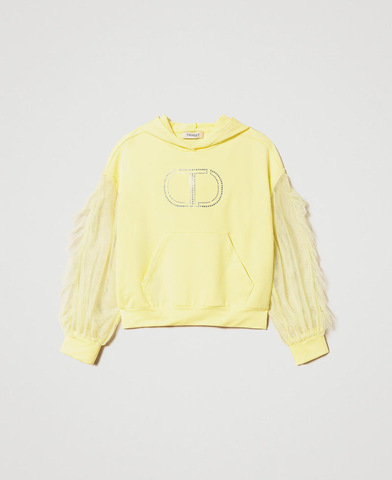 Maxi sweat-shirt avec Oval T et manches en tulle