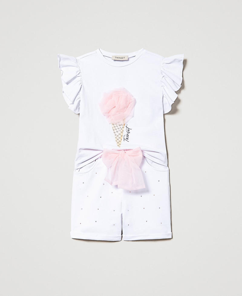 Print-T-Shirt und Sweatshorts Zweifarbig Baiser / Pastellrosa Mädchen 231GJ2117-01