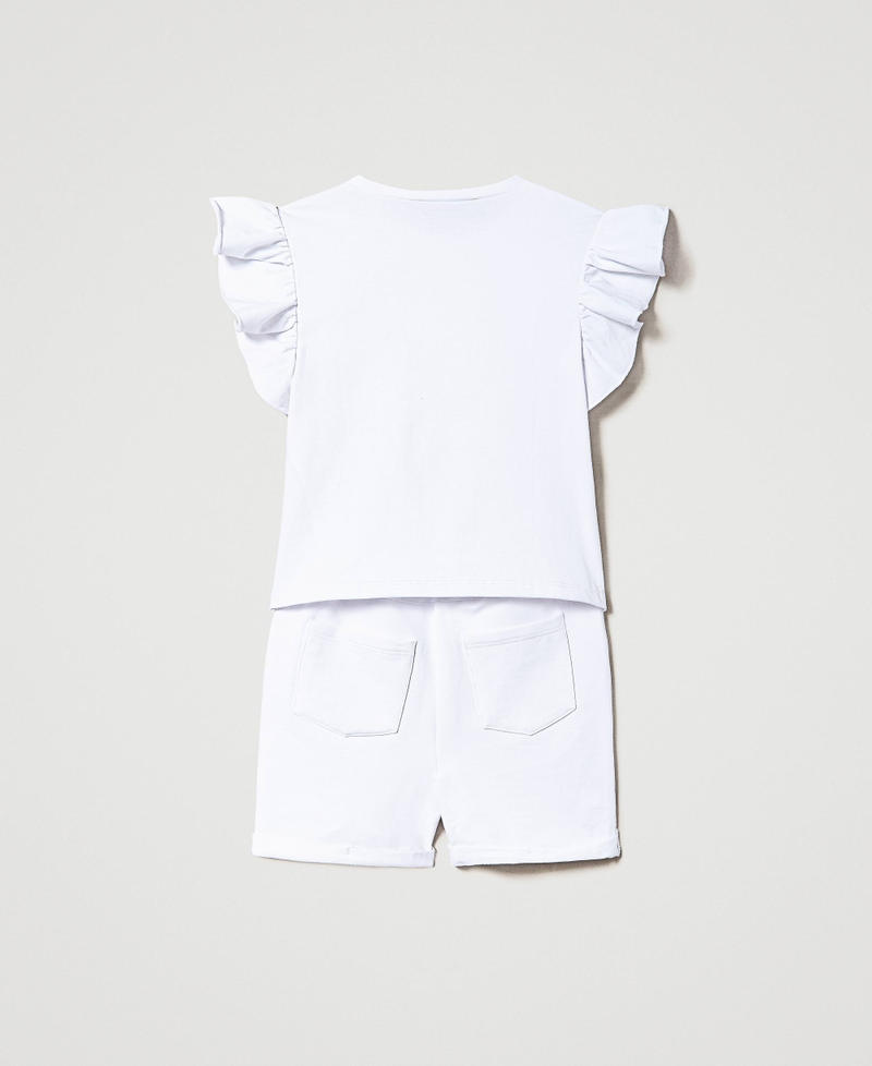 Print-T-Shirt und Sweatshorts Zweifarbig Baiser / Pastellrosa Mädchen 231GJ2117-0S