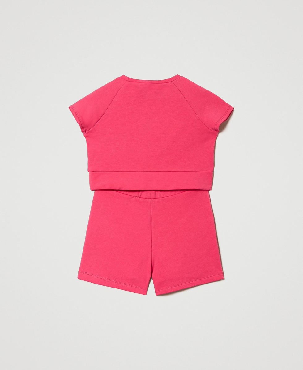 Logo top with sweat shorts Girl Pink TWINSET Milano