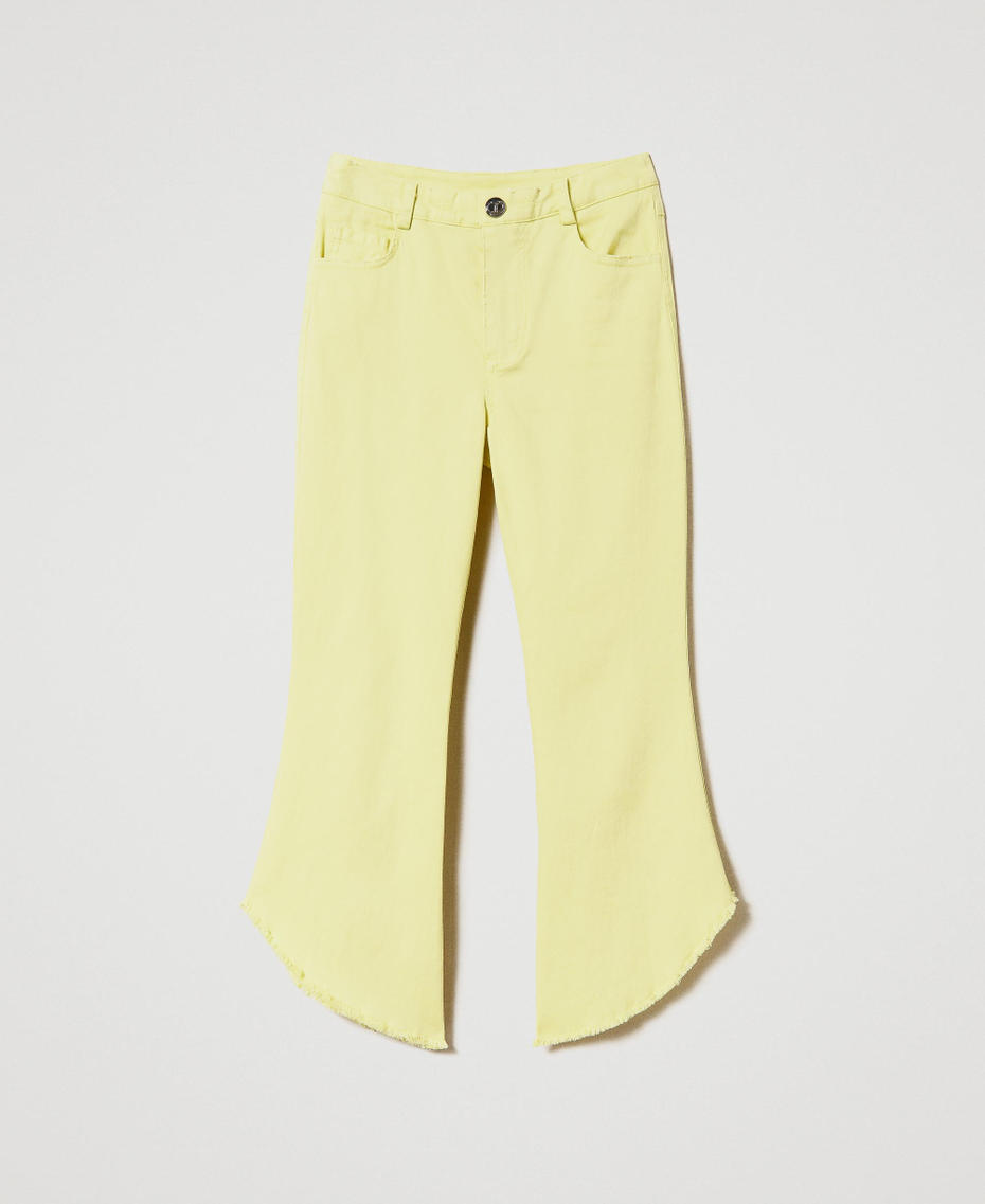 Расклешенные брюки из саржевого полотна Желтый "Светлый лайм" Девочка 231GJ2122-0S