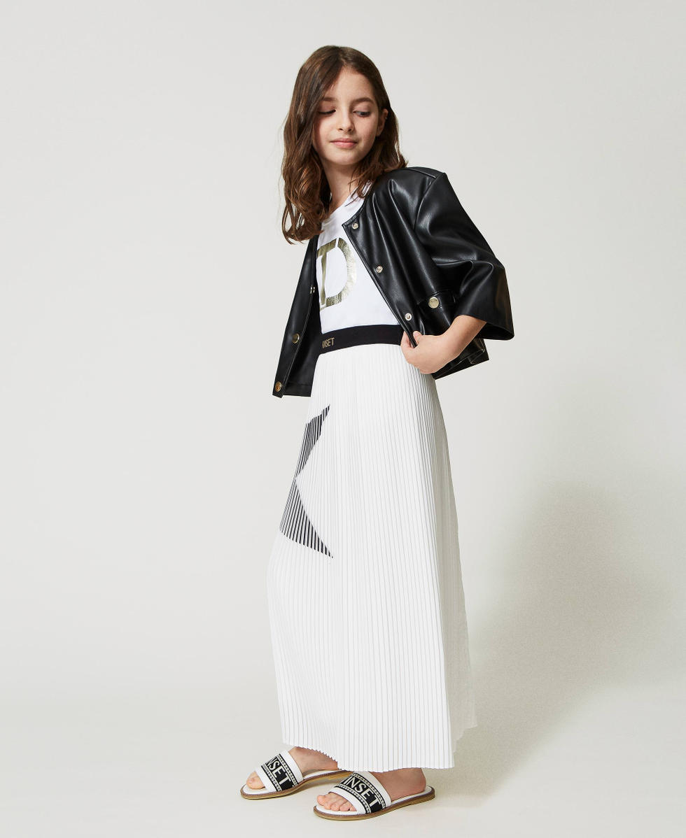 Pleated georgette skirt dress Girl White TWINSET Milano
