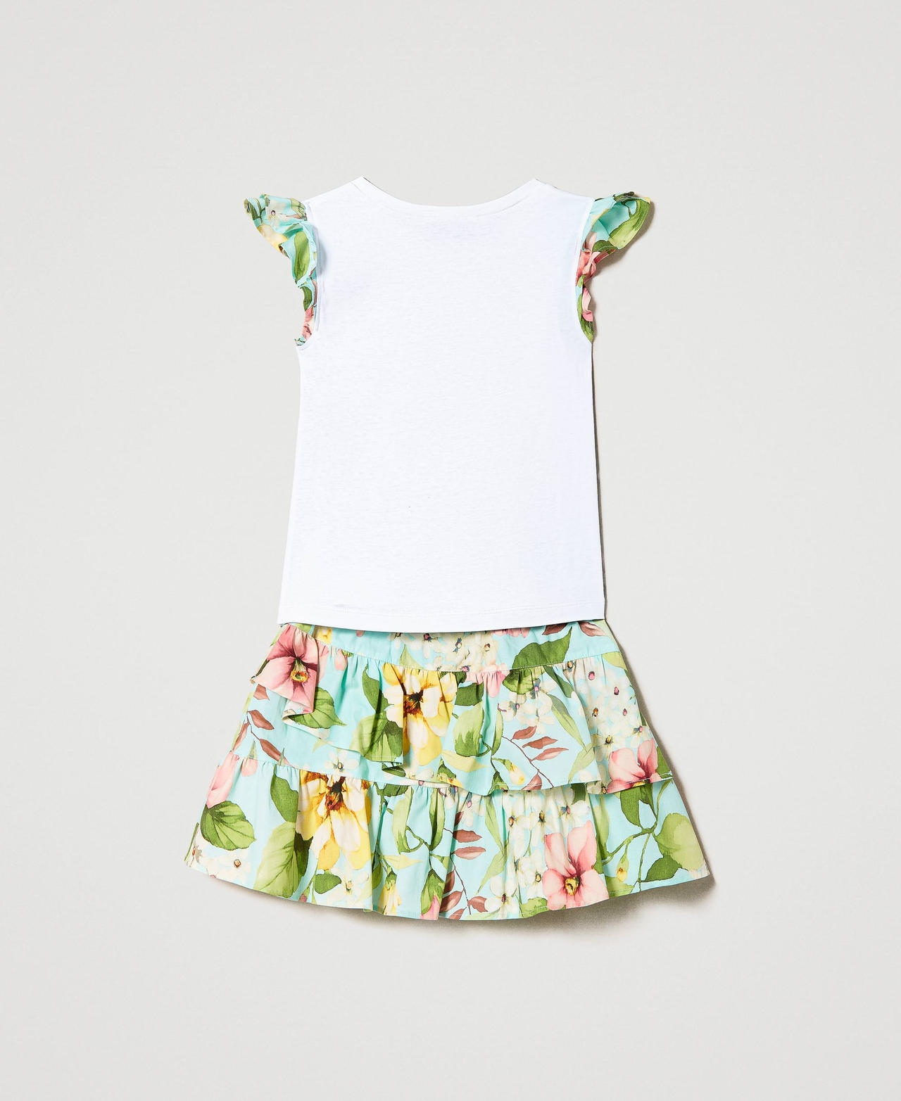 Logo top and printed skirt Minty Milk Spring Print Girl 231GJ2143-0S