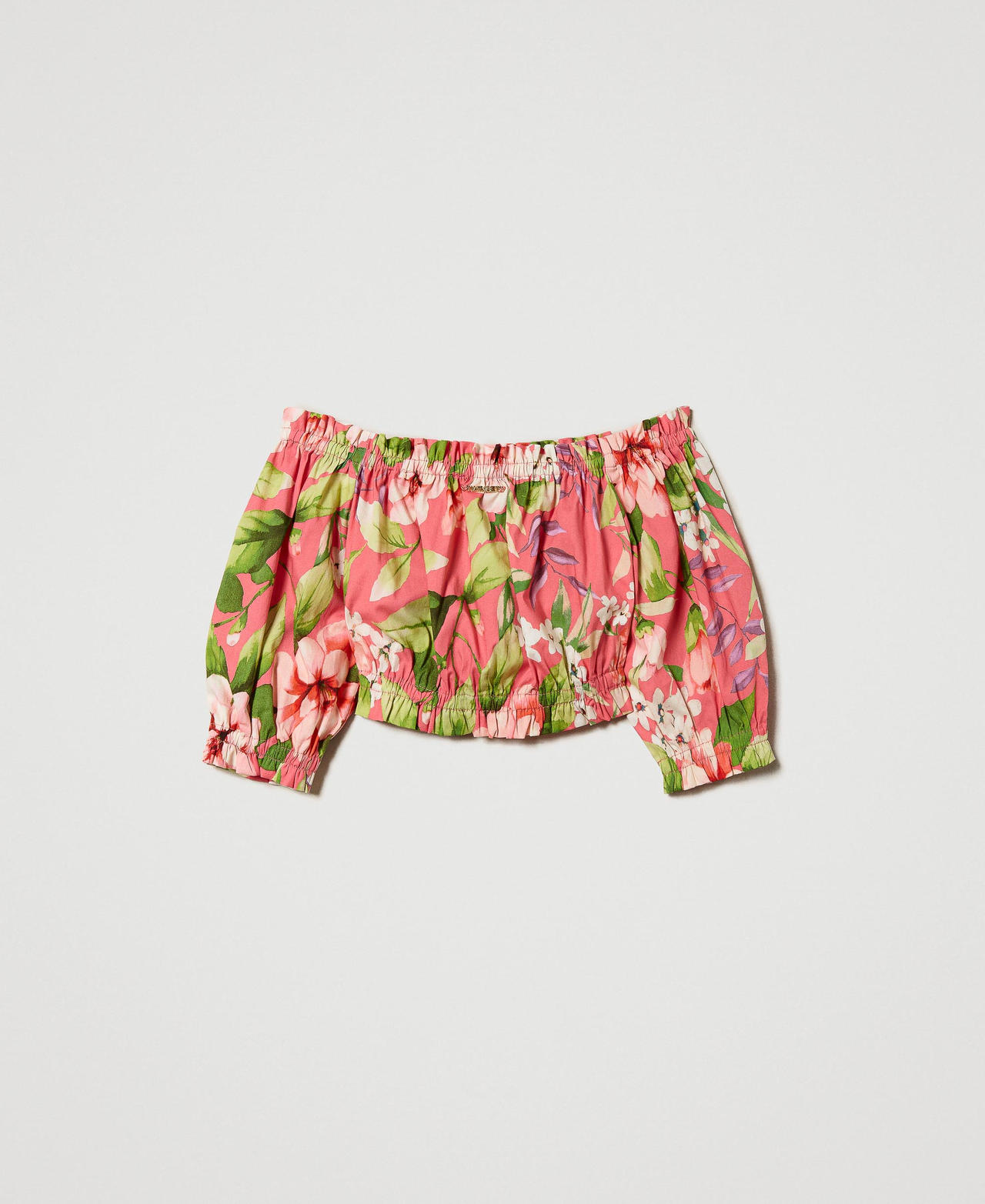 Blouse épaules dénudées en popeline florale