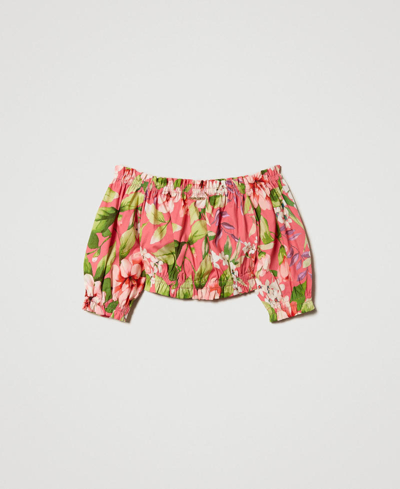 Blouse épaules dénudées en popeline florale