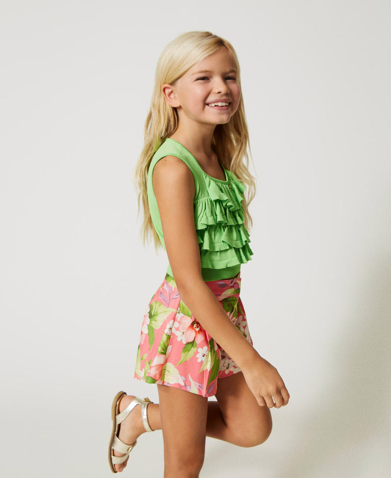 Shorts in popeline a fiori Stampa Spring Geranio Bambina 231GJ2146_10513_02