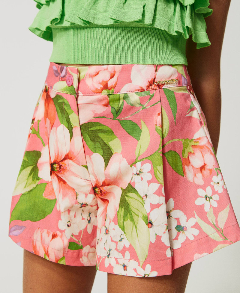 Shorts in popeline a fiori Stampa Spring Geranio Bambina 231GJ2146_10513_04