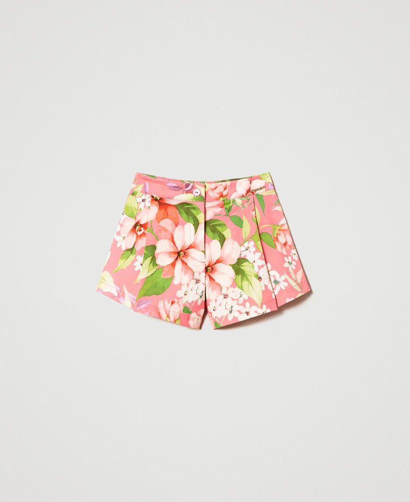 Shorts in popeline a fiori Stampa Spring Geranio Bambina 231GJ2146_10513_0S