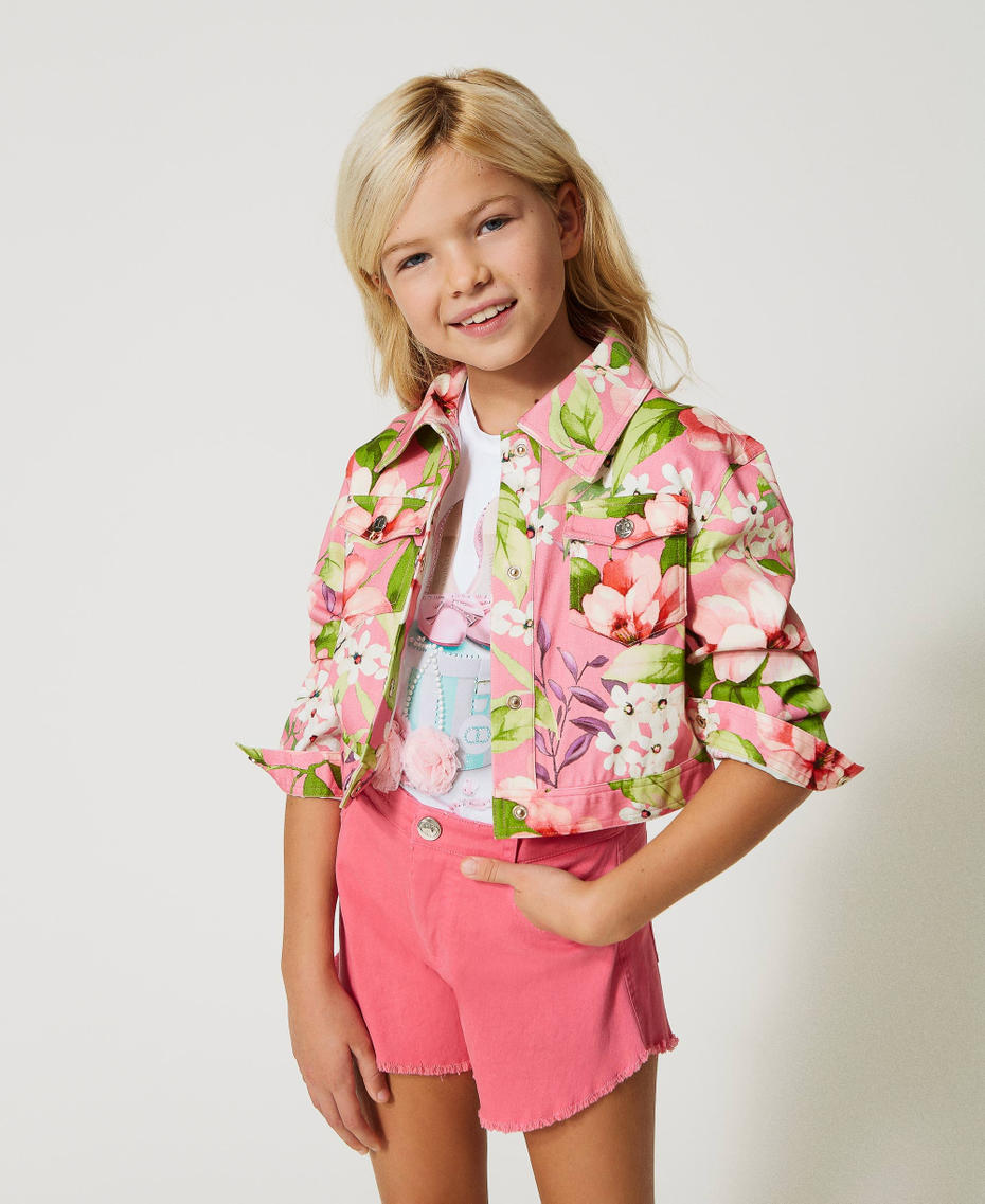 Bull jacket with floral print Geranium Spring Print Child 231GJ2170-01