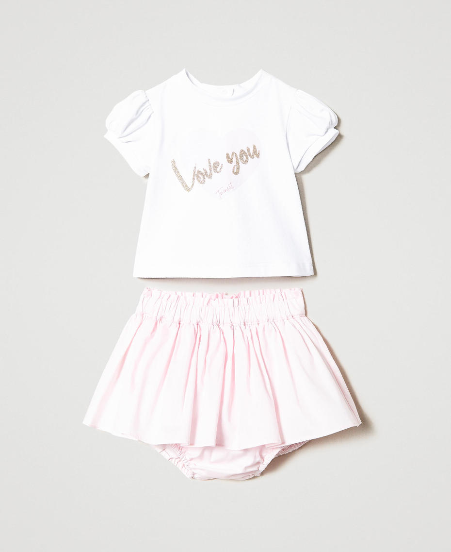 T-shirt with print and poplin shorts Love You Child 231GJ2E93-01