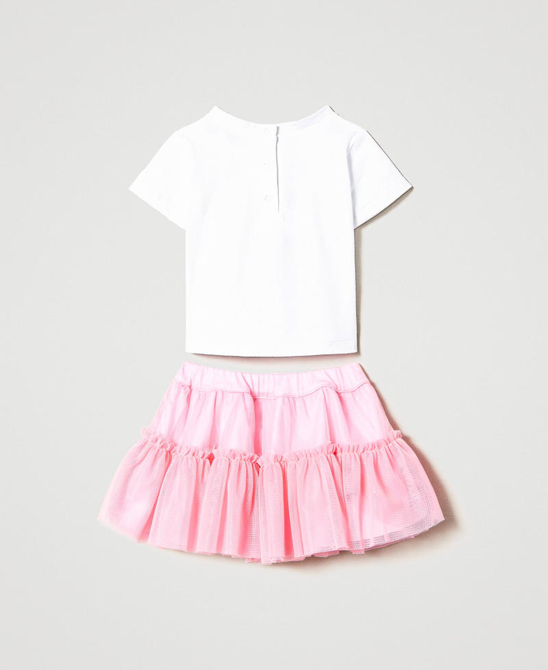 T-shirt with print and tulle skirt Two-tone Meringue / Pastel Pink Child 231GJ2E97-0S