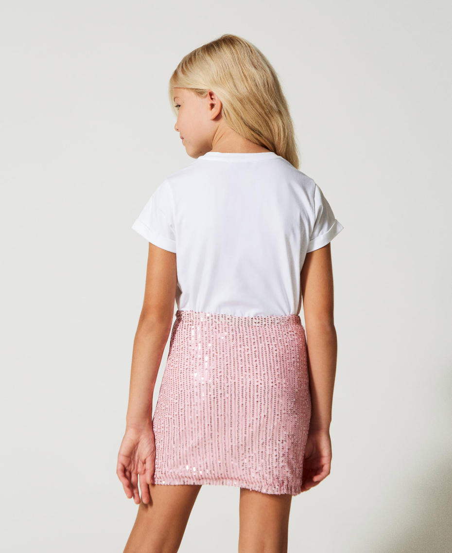 Full sequin draped skirt Pastel Pink Girl 231GJ2Q10_10375_04