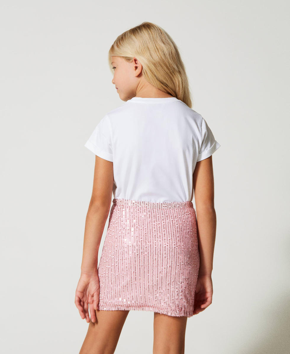 Gonna con drappeggio in full paillettes Bambina Rosa TWINSET Milano