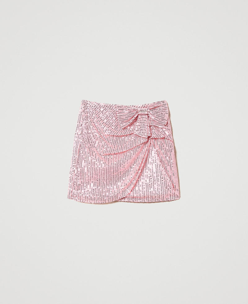 Full sequin draped skirt Pastel Pink Girl 231GJ2Q10_10375_0S