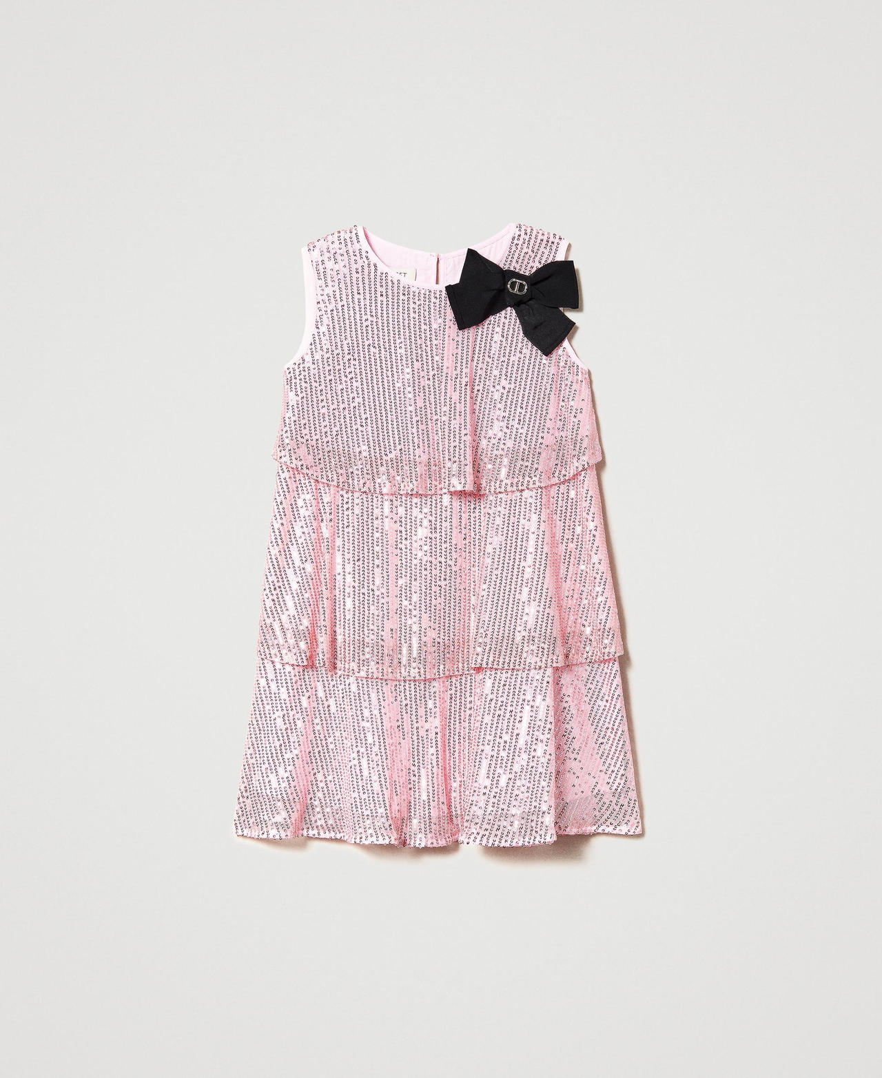 Robe courte volantée entièrement ornée de sequins