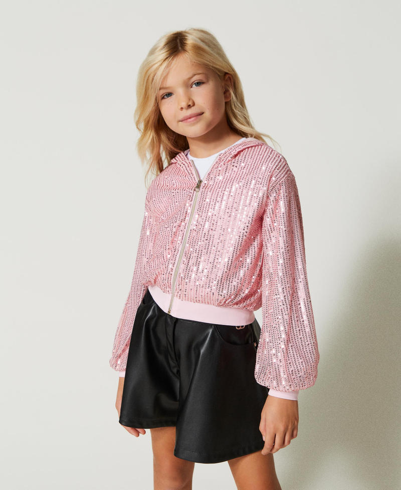 Full sequin bomber jacket Pastel Pink Girl 231GJ2Q13_10375_02