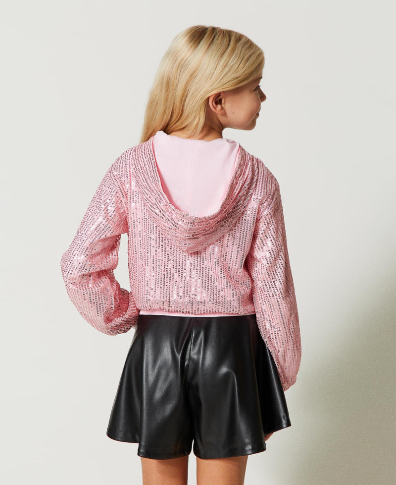 Full sequin bomber jacket Pastel Pink Girl 231GJ2Q13_10375_03