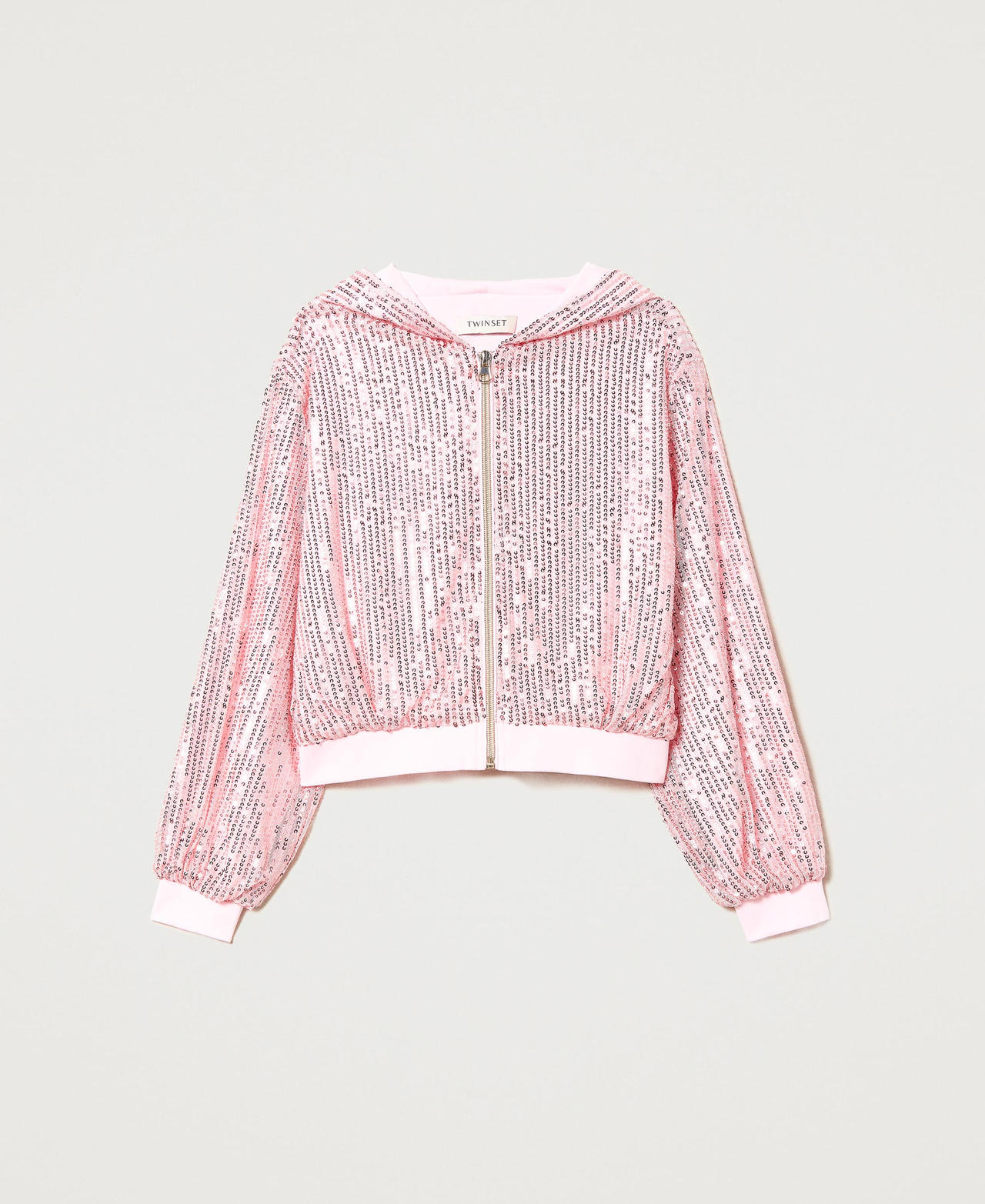 Full sequin bomber jacket Pastel Pink Girl 231GJ2Q13_10375_0S