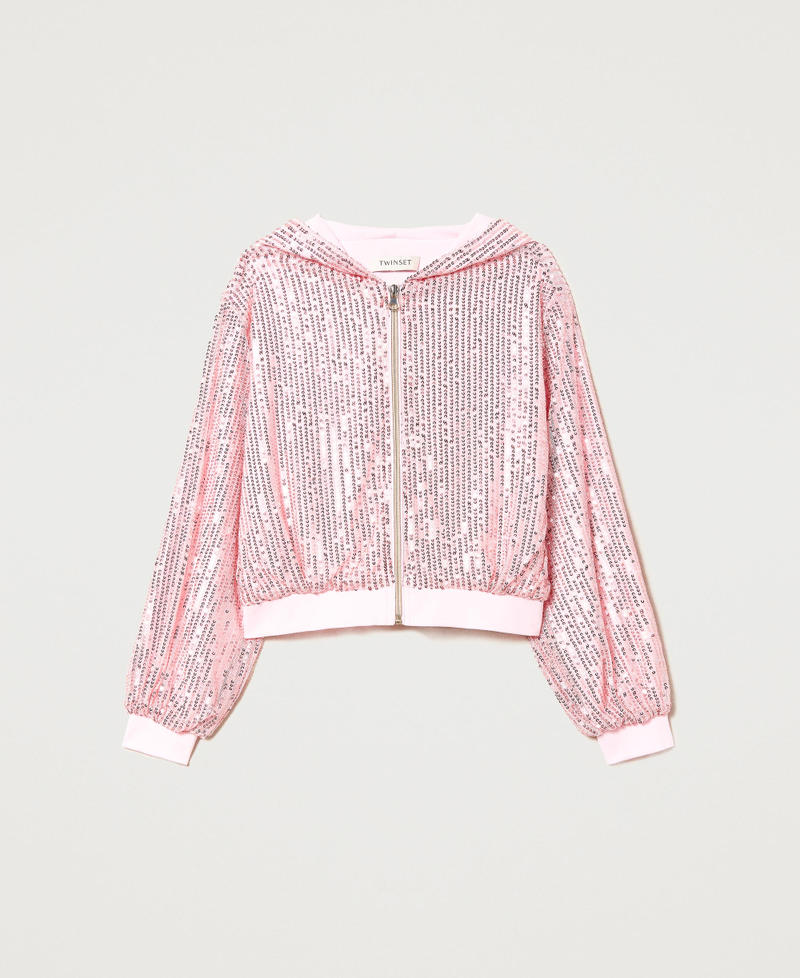 Full sequin bomber jacket Pastel Pink Girl 231GJ2Q13_10375_0S