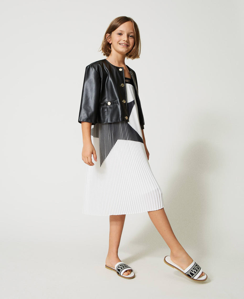 Blouson effet cuir avec boutons-pression