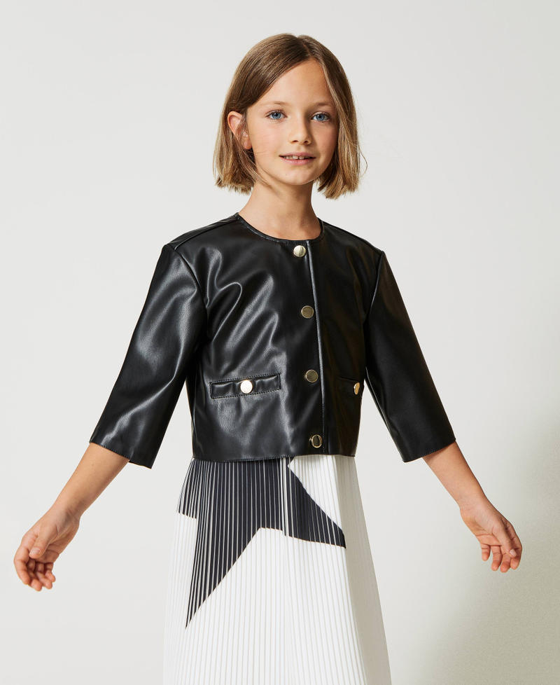 Blouson effet cuir avec boutons-pression