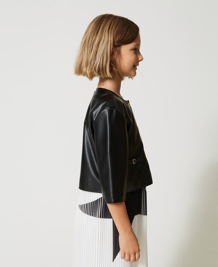 Blouson effet cuir avec boutons-pression