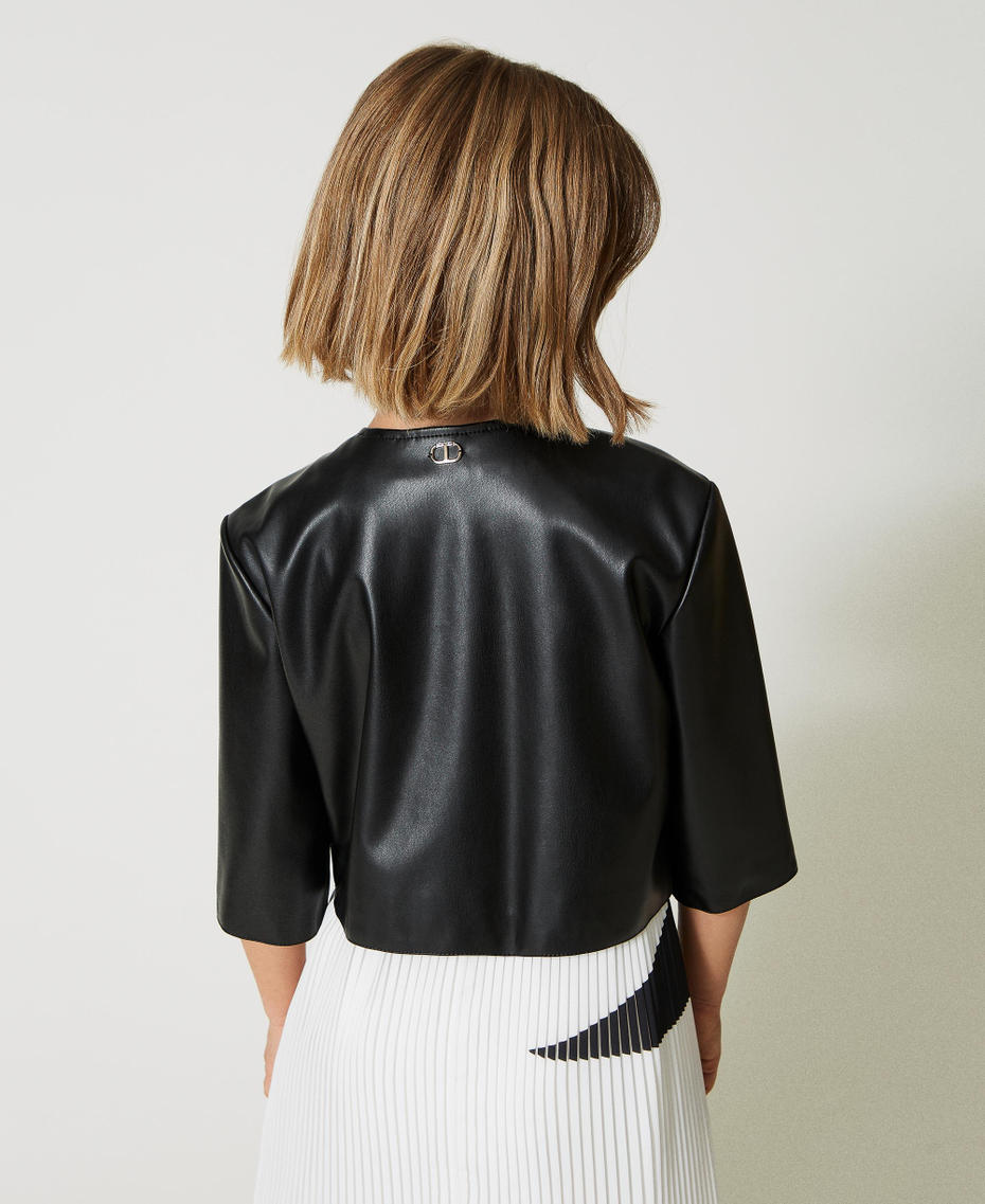 Blouson effet cuir avec boutons-pression