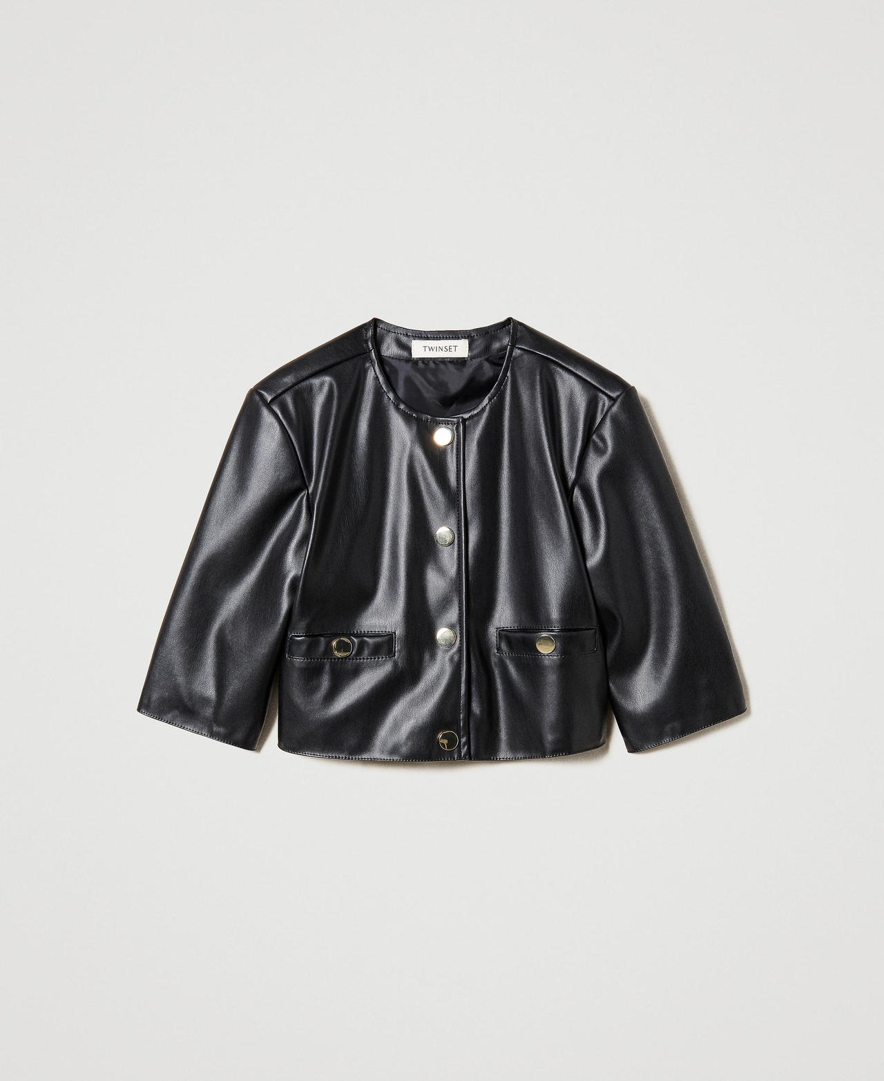 Blouson effet cuir avec boutons-pression