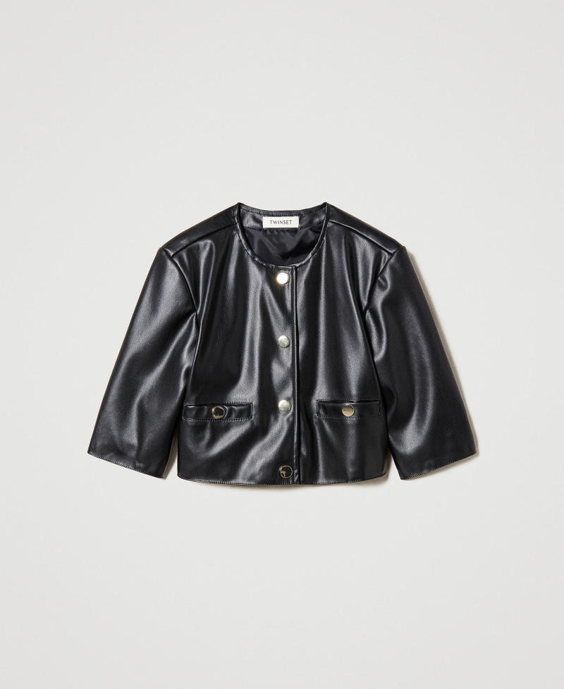 Blouson effet cuir avec boutons-pression