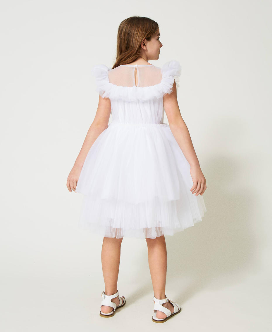 Kurzes Kleid aus Tüll mit Rüschenvolants Pastellrosa Mädchen 231GJ2Q31-04