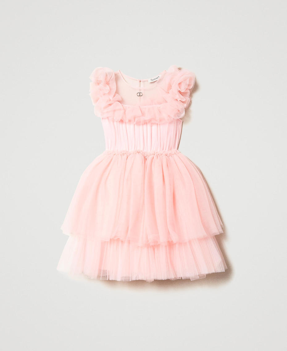 Short tulle dress with ruffles and flounces Pastel Pink Girl 231GJ2Q31-0S
