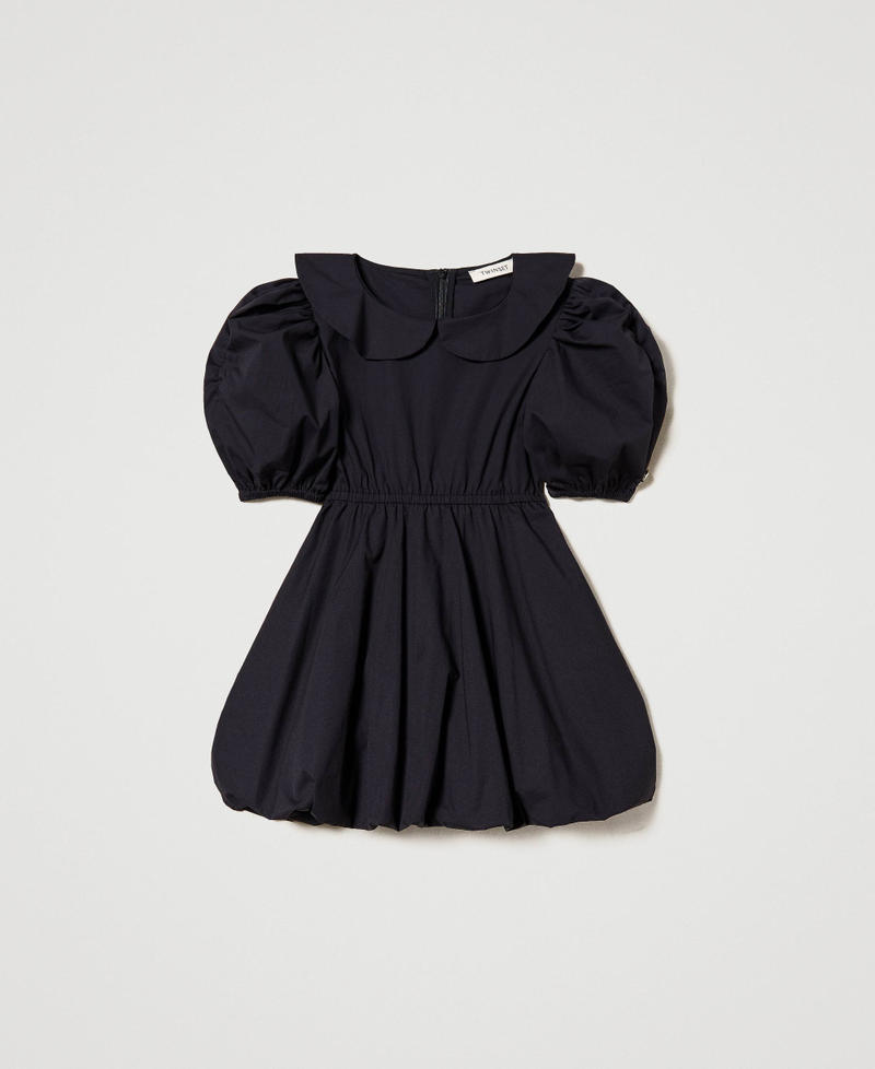 Vestido de popelina con cuello Negro Niña 231GJ2Q45-0S