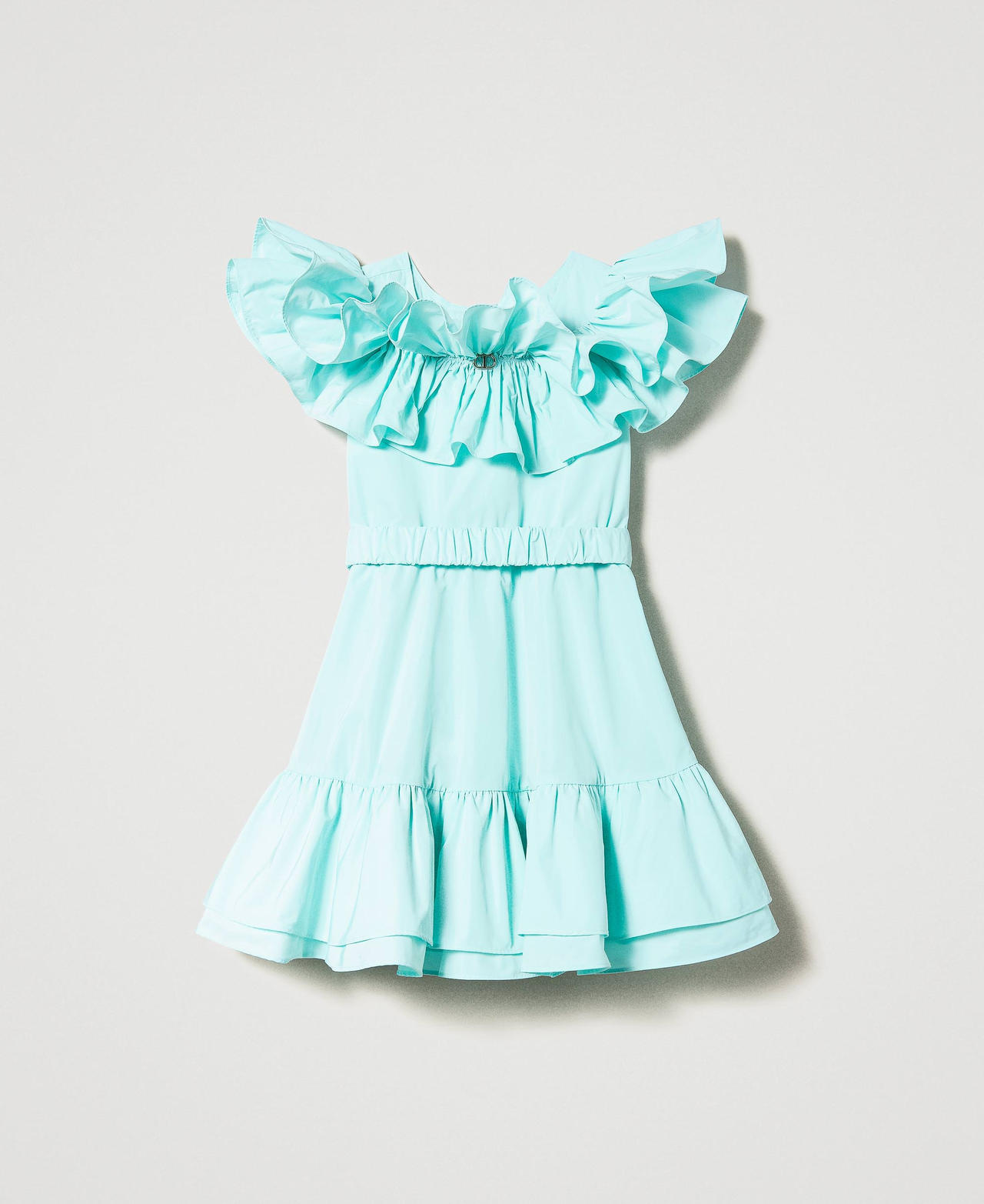 Robe courte en taffetas avec ceinture
