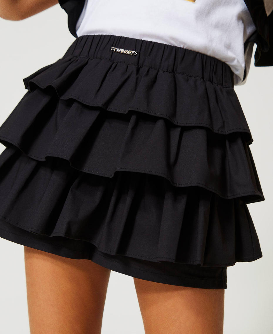 Short en popeline avec volants