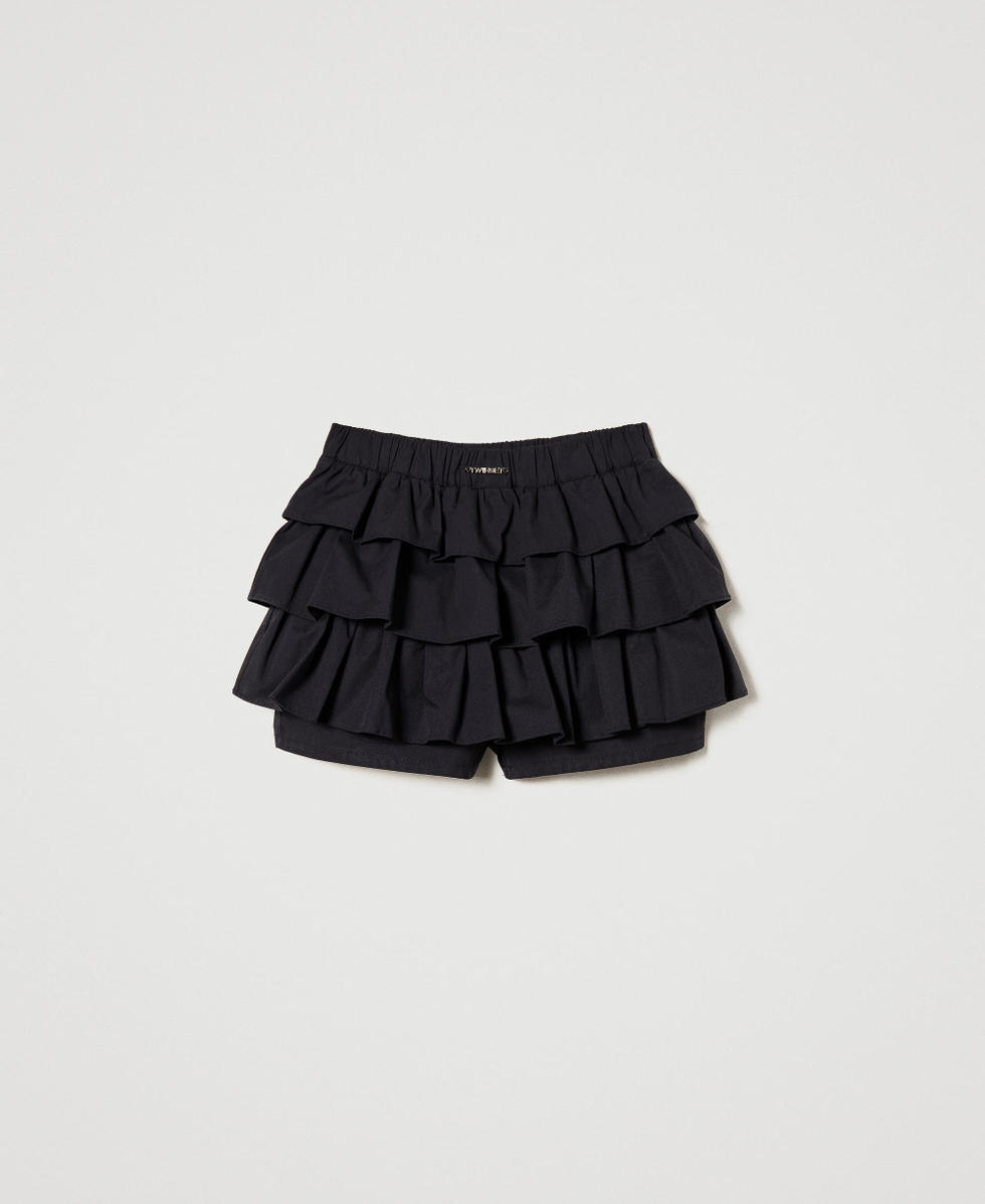 Short en popeline avec volants