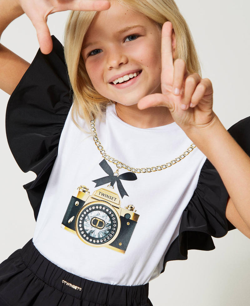 T-shirt with taffeta sleeves
