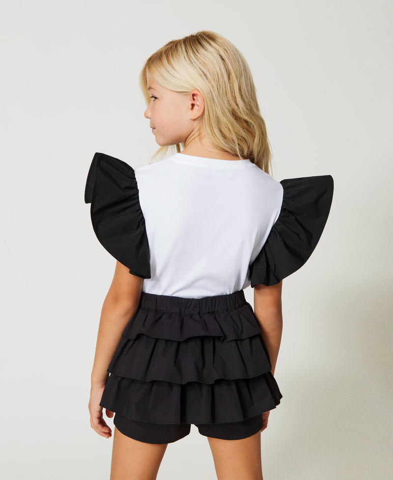 T-shirt with taffeta sleeves