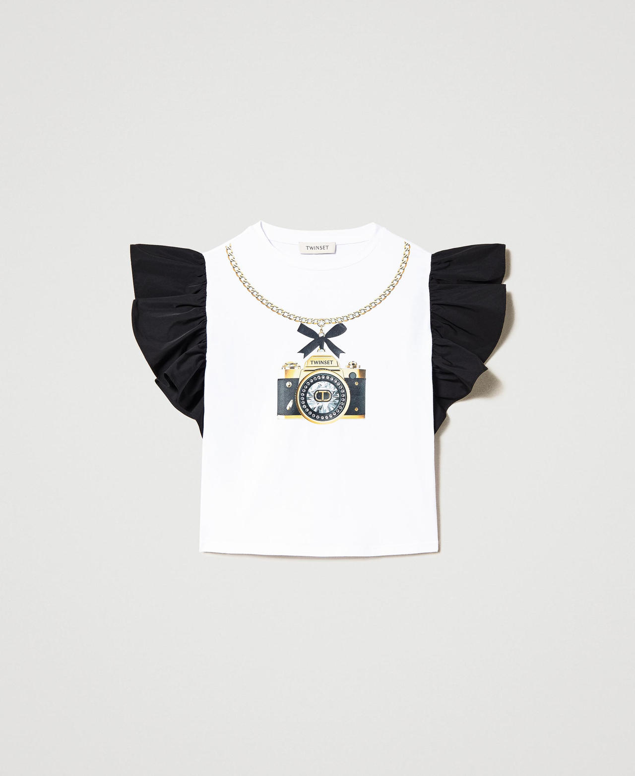 T-shirt with taffeta sleeves