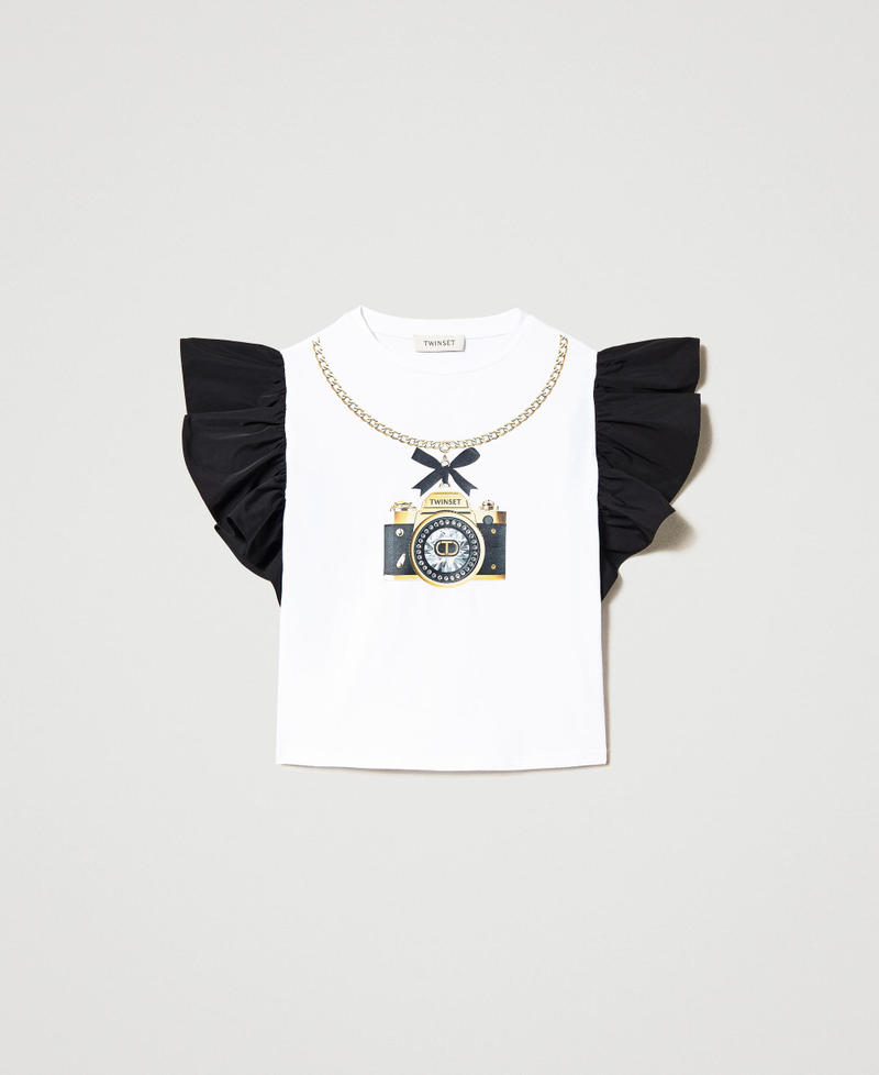 T-shirt with taffeta sleeves