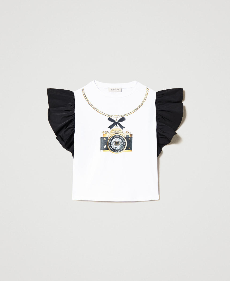 T-shirt with taffeta sleeves
