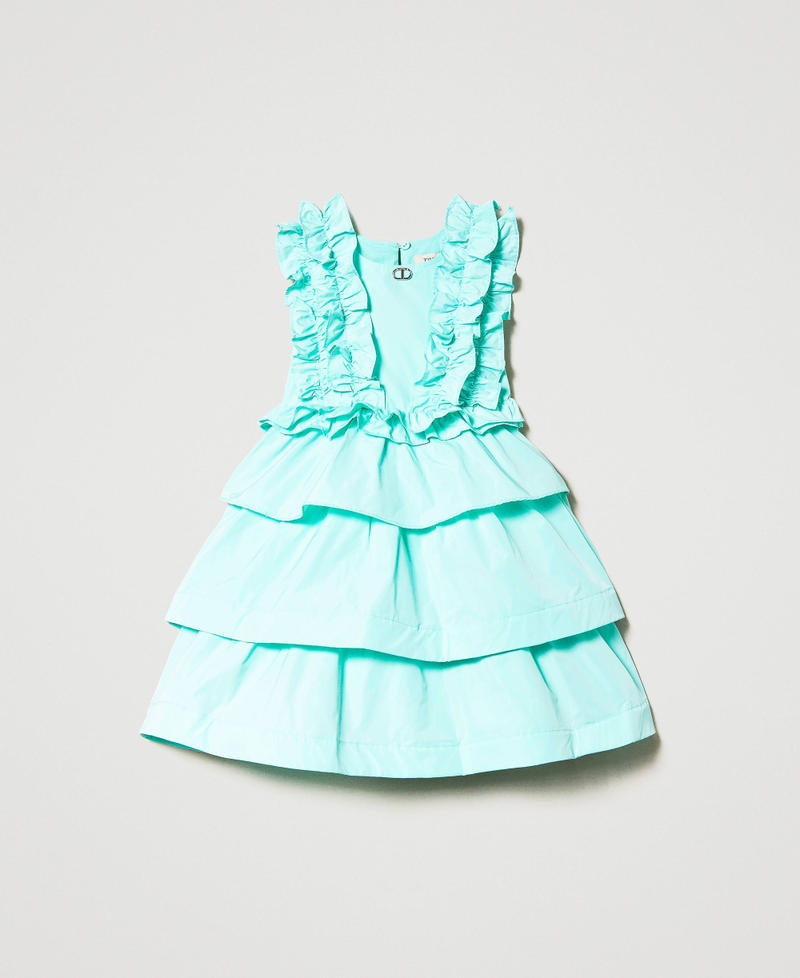 Short taffeta dress with ruffles and flounces Milk-Mint Girl 231GJ2Q5F-0S