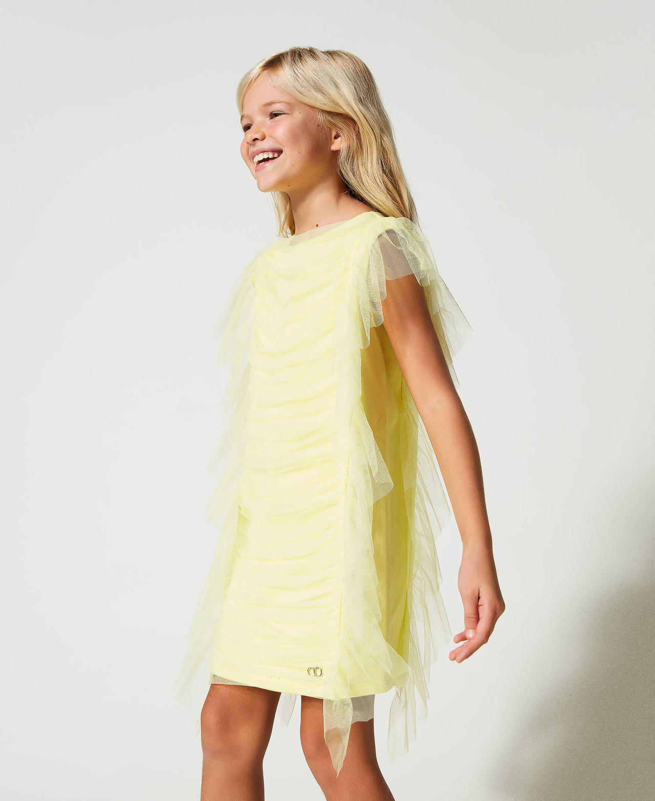 Robe courte avec tulle fronc&eacute;