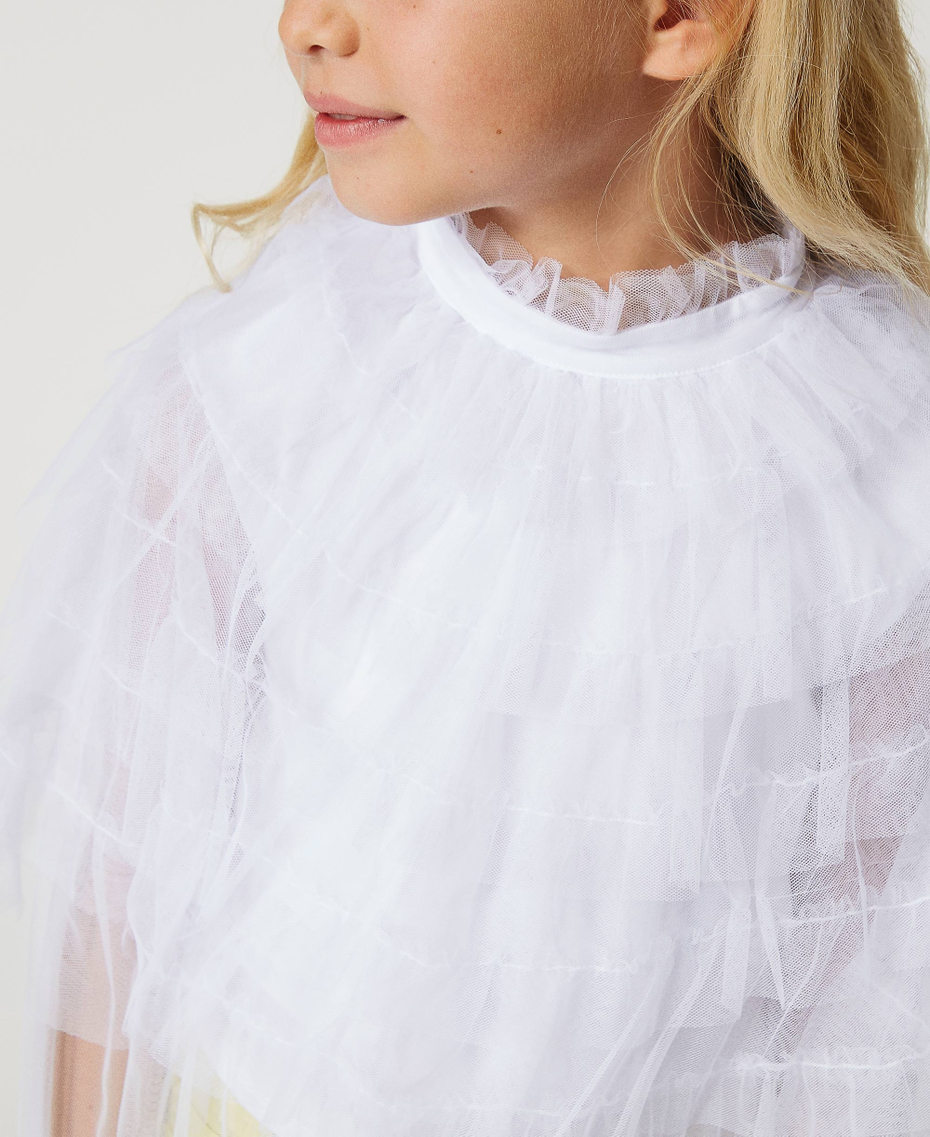 Blouse with tulle flounces