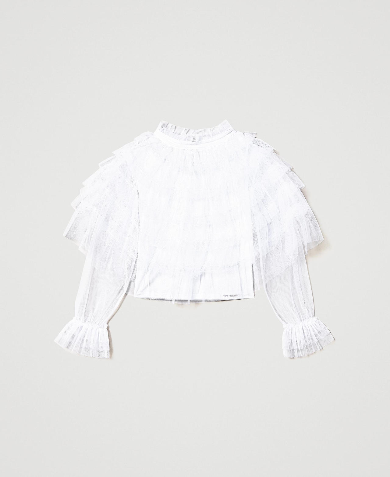 Blouse with tulle flounces
